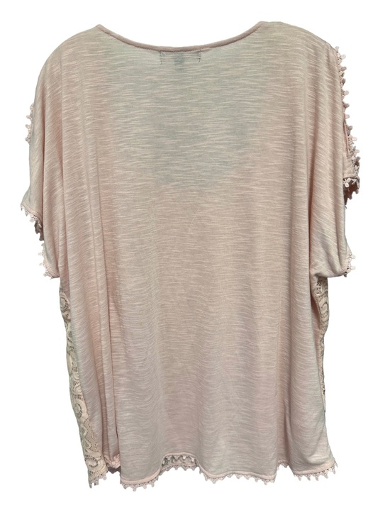 Signature Studio Women’s 2X Blush Lace Cold Shoulder Scoop Neck Top boho - Picture 2 of 4